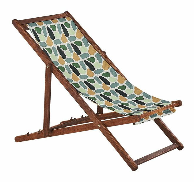 Set 2 ks záhradných lehátok s náhradnými poťahmi Antio (svetlé drevo + viacfarebný vzor)