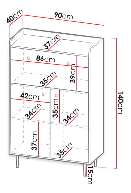 Comodă Percival PC3 (negru + brandy castello)