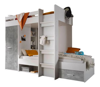 Detská poschodová posteľ 90 cm Mathers (biela + svetlosivá)