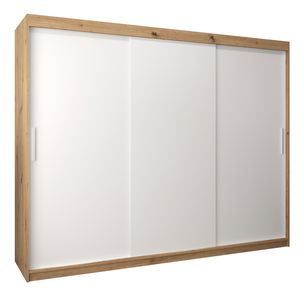 Ruhásszekrény 250 cm Toki (artisan tölgy + matt fehér)