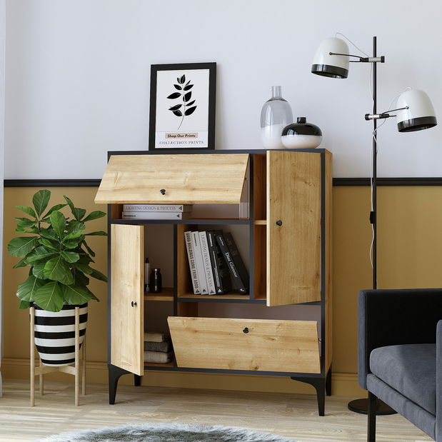 Szekrény Perla (zafír tölgy + fekete)