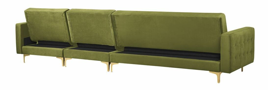 Rohová sedacia súprava Aberde (zamatová zelená) (L)
