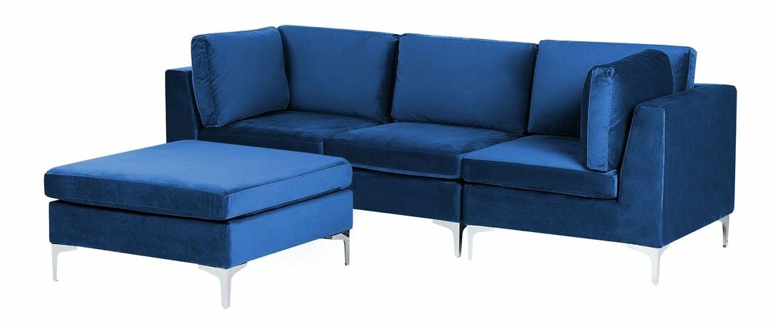 Pohovka trojsedačka s taburetkou Eldridge (modrá)