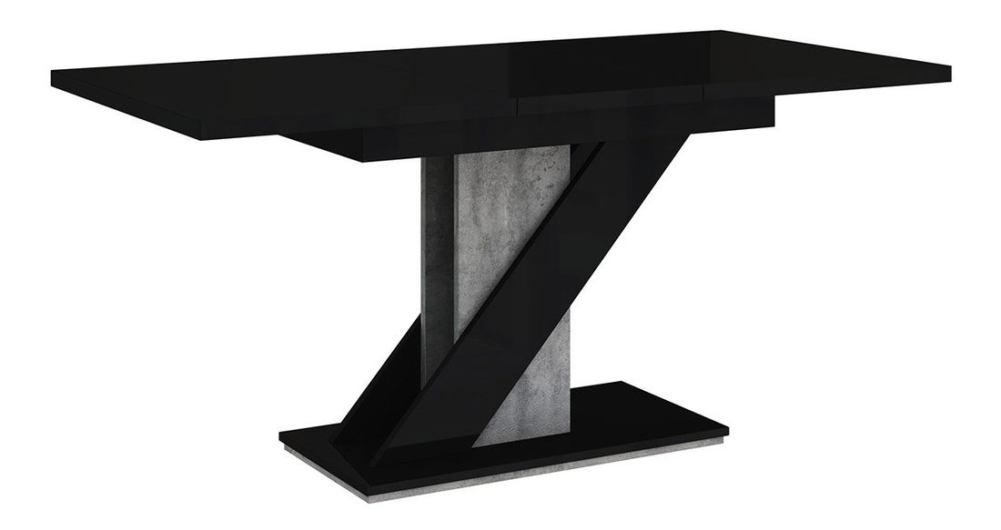 Masă modernă Exalior (Negru lucios + beton)