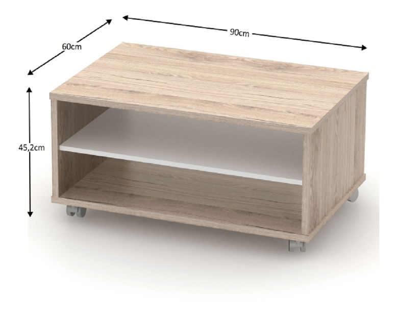 Dohányzóasztal Tempo Kondela Rumia (san remo tölgy + fehér)