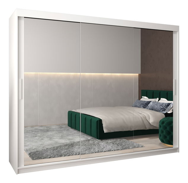 Dulap de haine 250 cm Toki 3 (alb mat + alb mat)