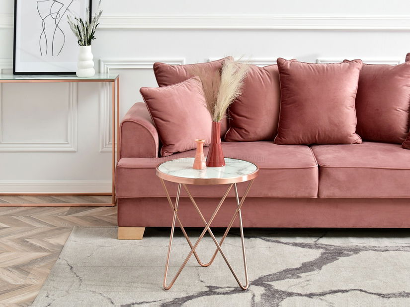 Dohányzóasztal Armin S (fehér márvány + réz)