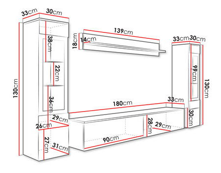 Nábytok do obývacej izby Selwyn II (grafit)