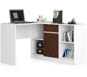 Sarok PC asztal Bahar (fehér + wenge)