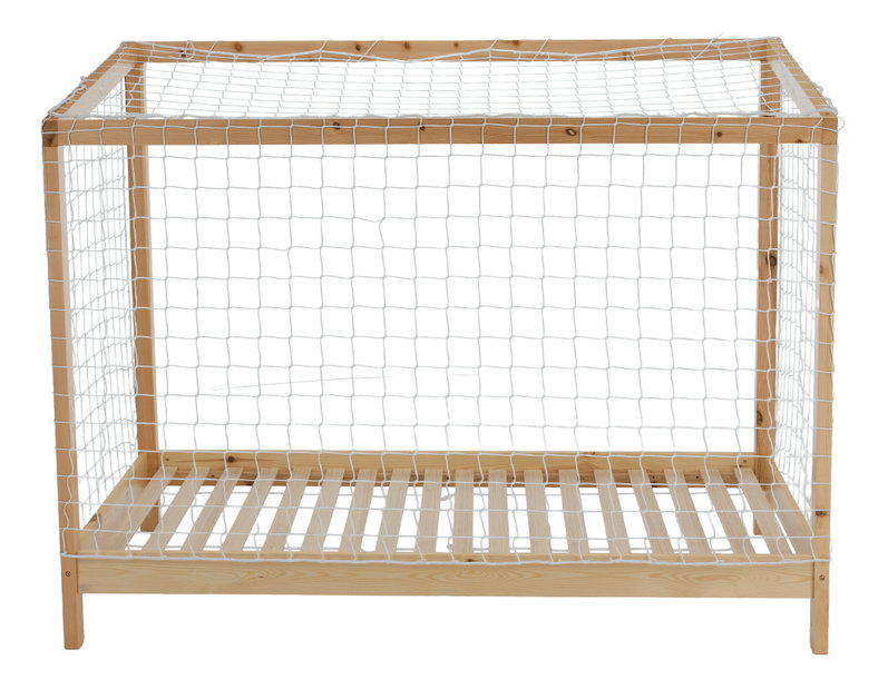 Pat pentru copii 90 cm Facilmente (natural + albastru + roșu) (cu somieră)