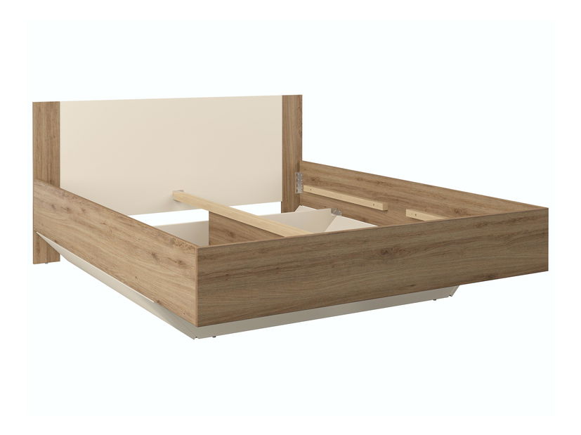 Pat matrimonial Verdeene 160 (stejar divoký + Bej) (cu grătar) (cu sp. depozitare)