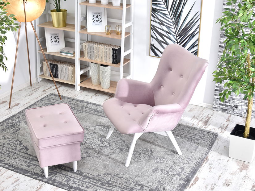 Dizajnové kreslo Florentino (svetlofialová + dub)