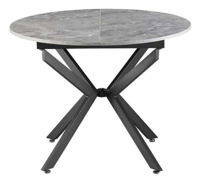 Masă de sufragerie extensibilă Amero (beton + negru) (pentru 4-6 persoane)