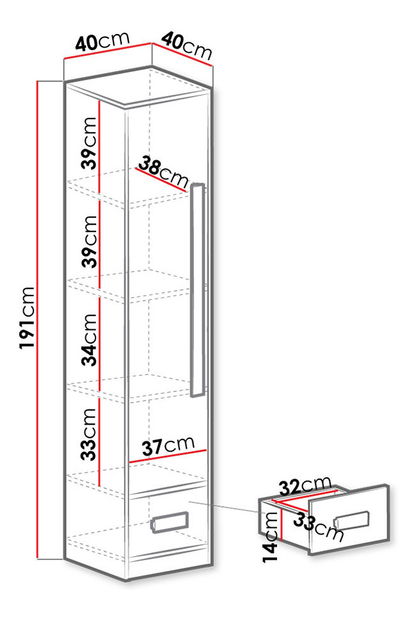 Policová skriňa Rowan RL4 (biela + tyrkysová)