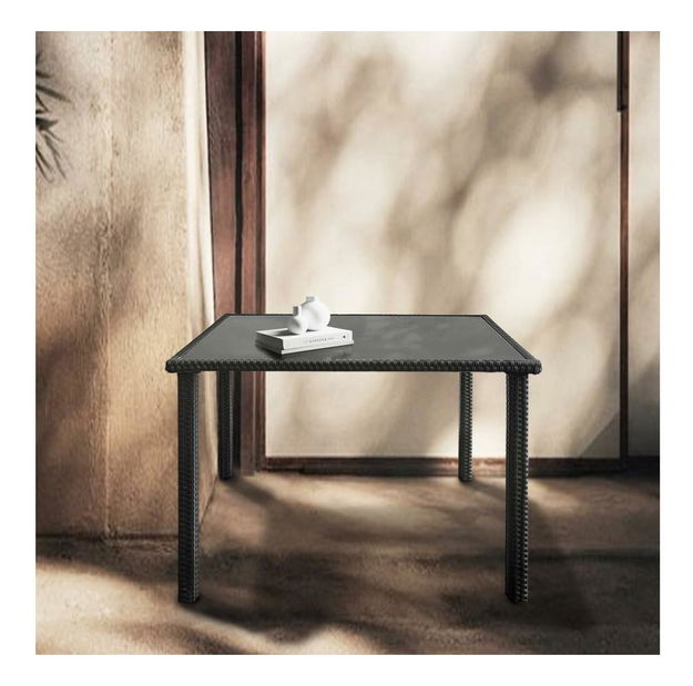 Masă de grădină Asolenzias 1 (negru) (pentru 4 persoane) *vânzare stoc