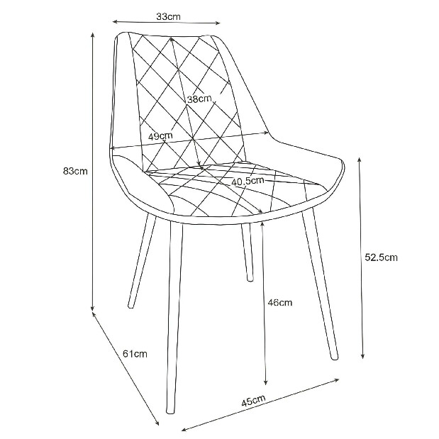 Scaun de sufragerie Sariel (Negru) (2buc)