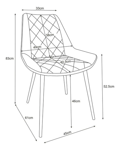 Scaun de sufragerie Sariel (Negru) (2buc)