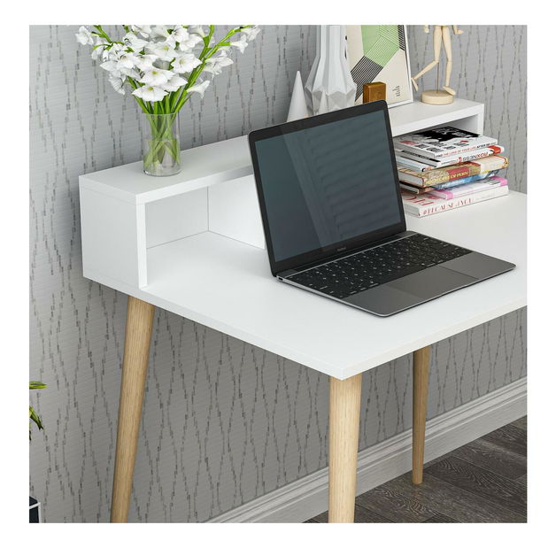 PC stolík Ronasotta 3 (biela + drevo)