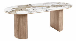 Jedálenský stôl Alomeria 5 (biela + hnedá)