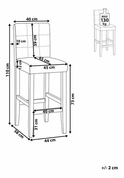 Barová stolička MATON (textil) (sivá)