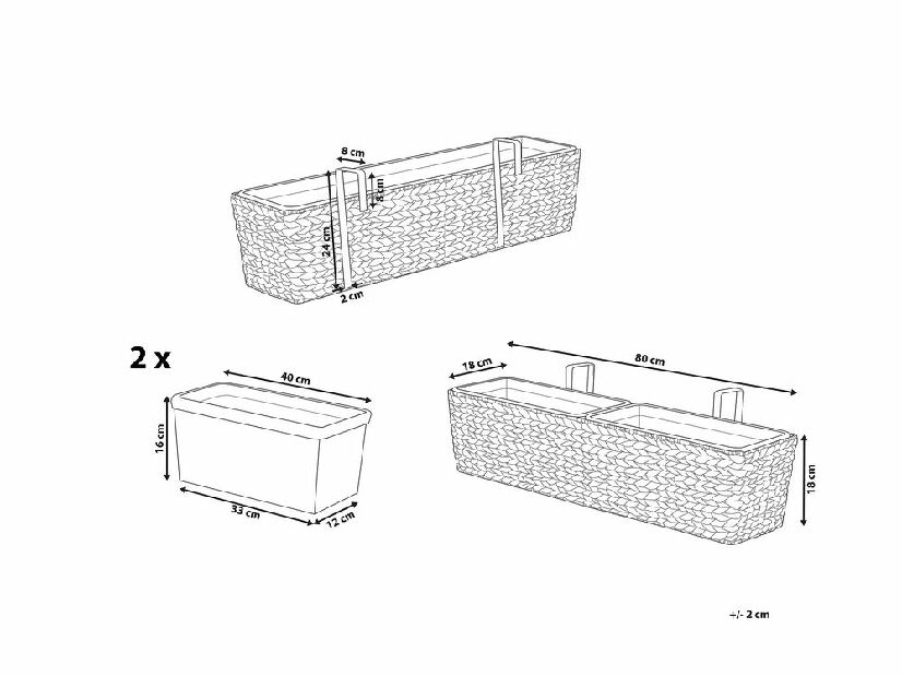 Ghiveci KAWAS 20x80x18 cm (maro)