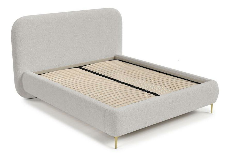 Pat matrimonial 180 cm Mononoke 180 (cu somieră) (bej deschis + auriu)