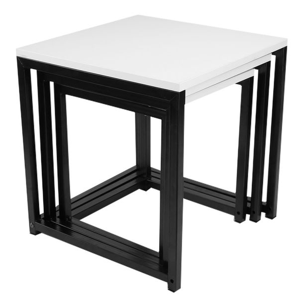 Set 3 ks konferenčných stolíkov Hustler Typ 3 (biela matná + čierna)