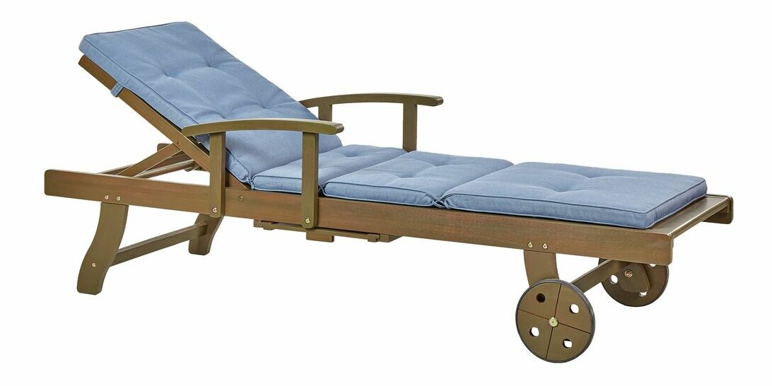 Șezlong de grădină Amati (lemn închis + albastru)