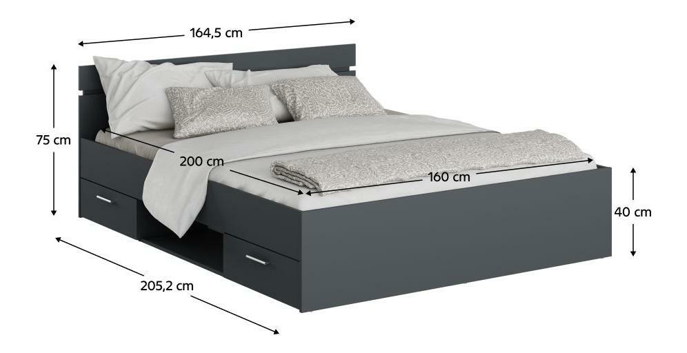 Manželská posteľ 160 cm Michigin (grafit) (s úložným priestorom)
