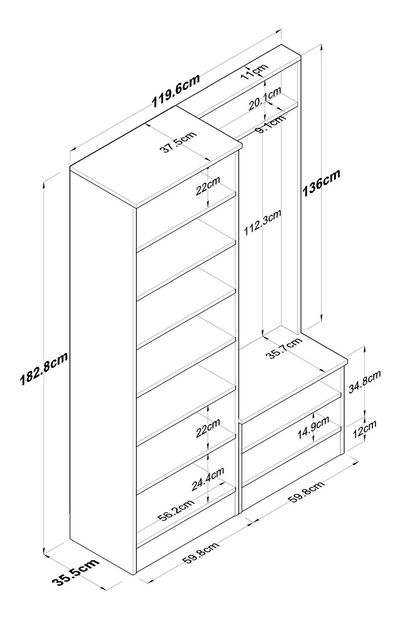 Set za predsoblje Pixie 11 (orah + bijela)