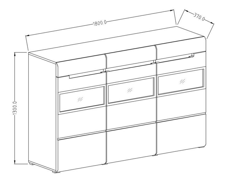 Vitrína Hayle Typ 48 (sivá + sivý vysoký lesk)