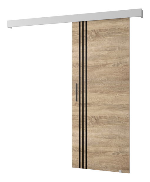 Uși culisante 90 cm Sharlene VI (stejar sonoma + alb mat + negru)