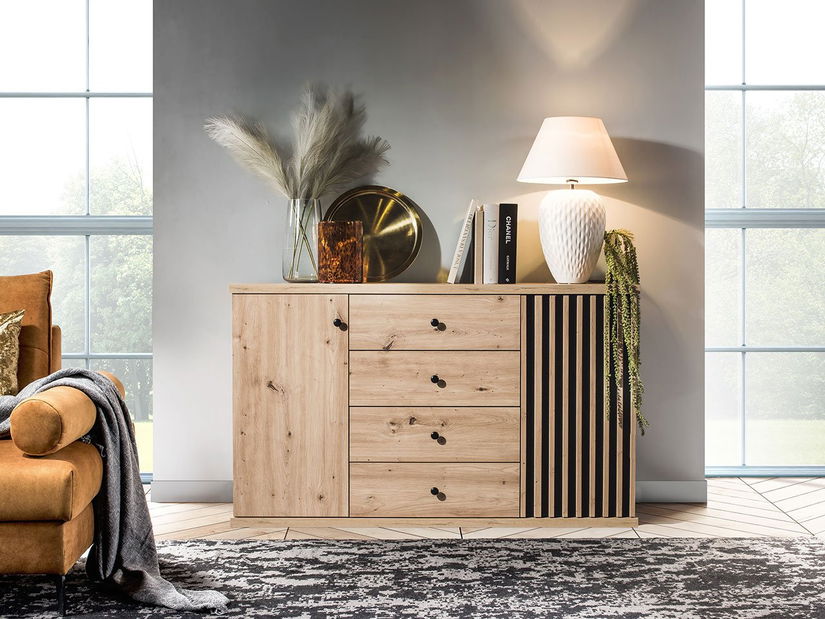 Komoda Sigeren SG04 (hrast artisan + hrast artisan + crna) *outlet moguća oštećenja