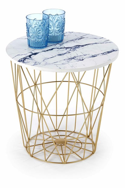 Dohányzóasztal Halley (fehér márvány + arany)