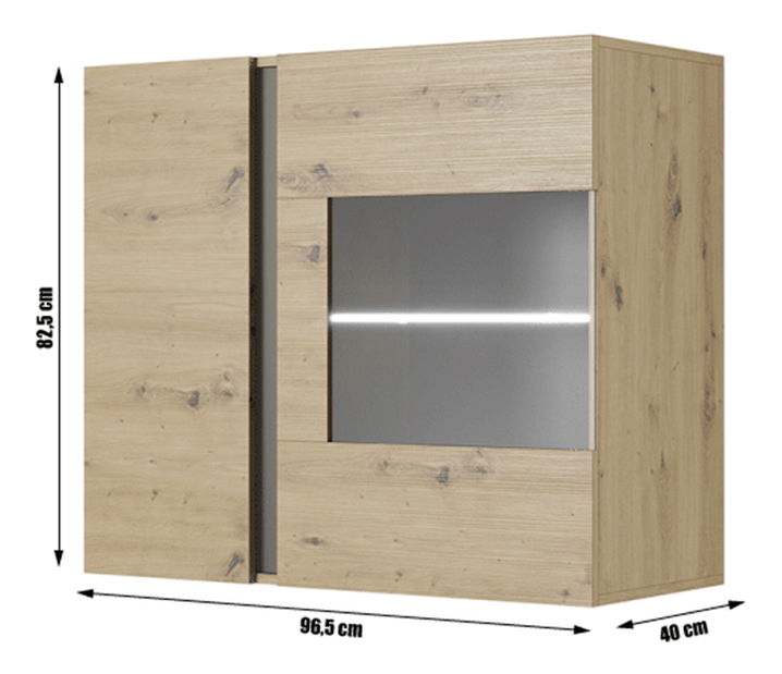 Fali vitrin City Typ 96 (Tölgy Artisan + Grafit)