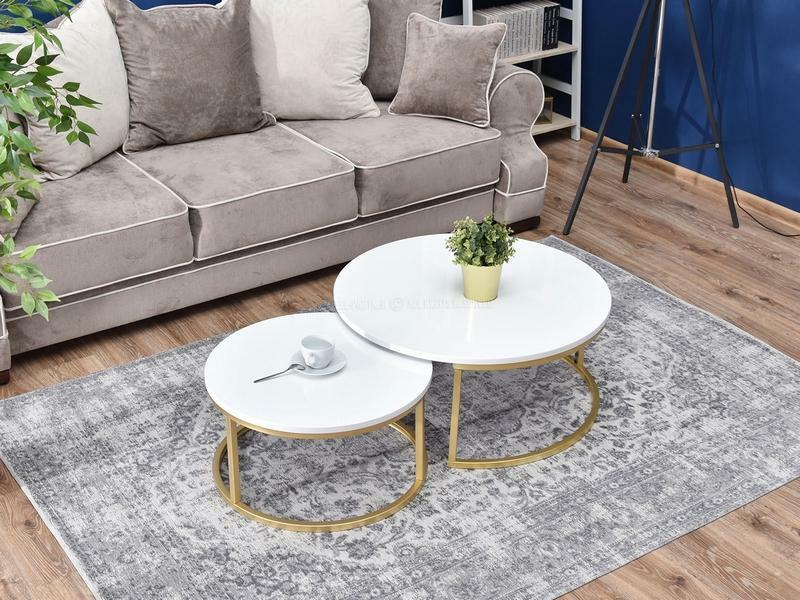 Konferenčný stolík Kolja Zest Xl (biela + zlatá)