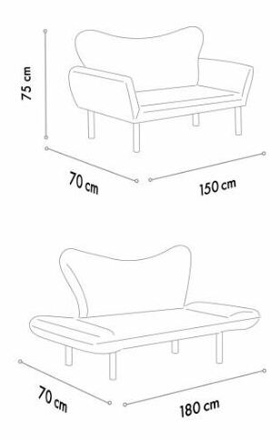 Széthúzható kétszemélyes kanapé Chatty (világosbarna)
