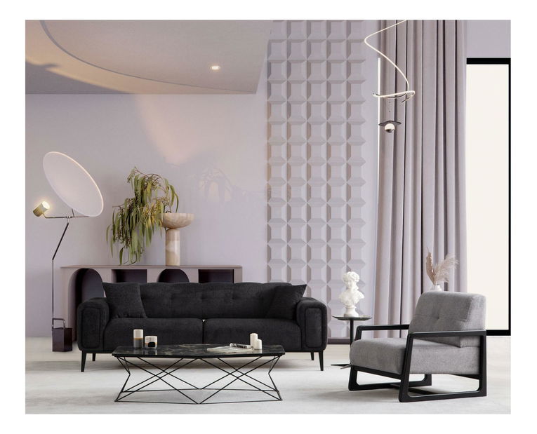 Fotel Atonetta (világosszürke + fekete)