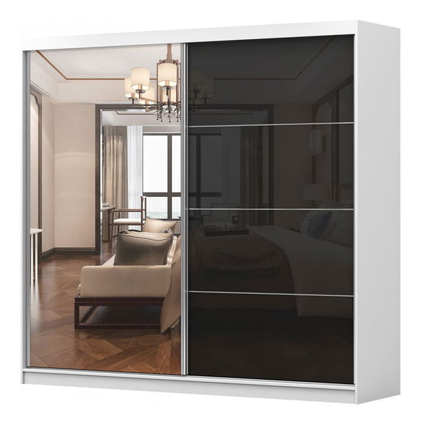 Dulap de haine Mebur 31 230 (alb + negru lucios)