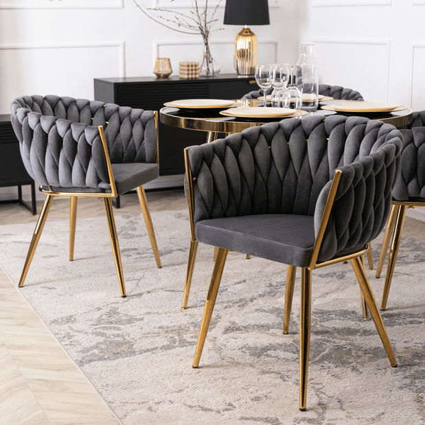 Blagovaonska stolica Cappy (siva + zlatna) 