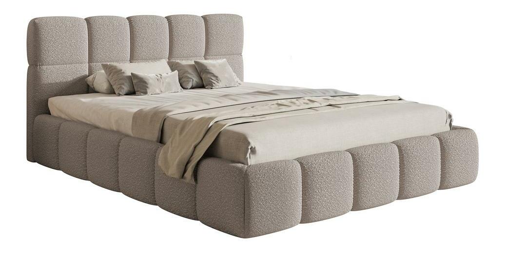 Pat matrimonial 140 cm Cirsten 140 (cu somieră) (cu sp. depozitare) (Gri deschis)