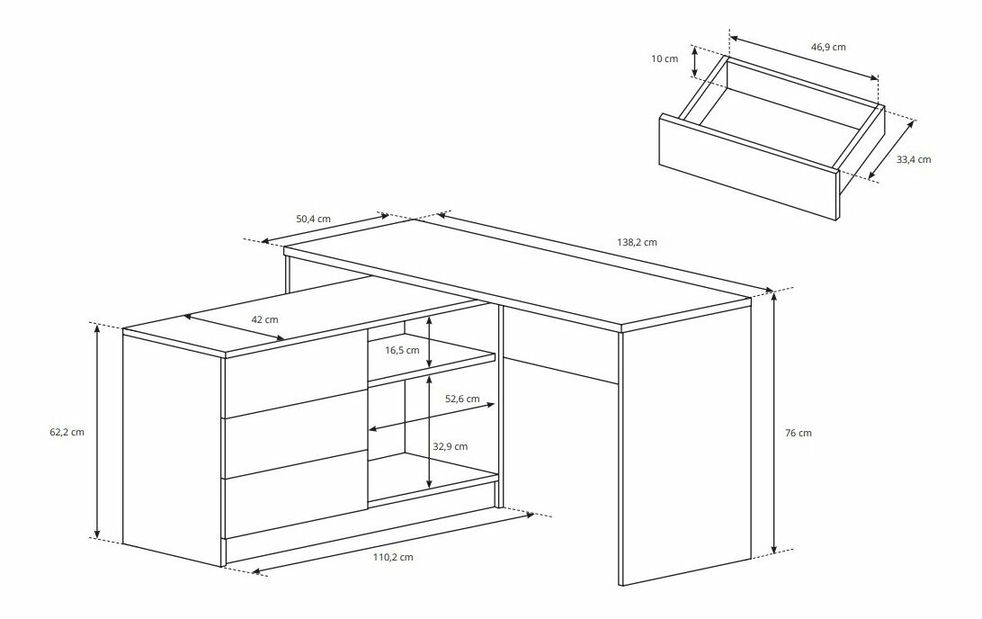 Masă PC Terra (alb)