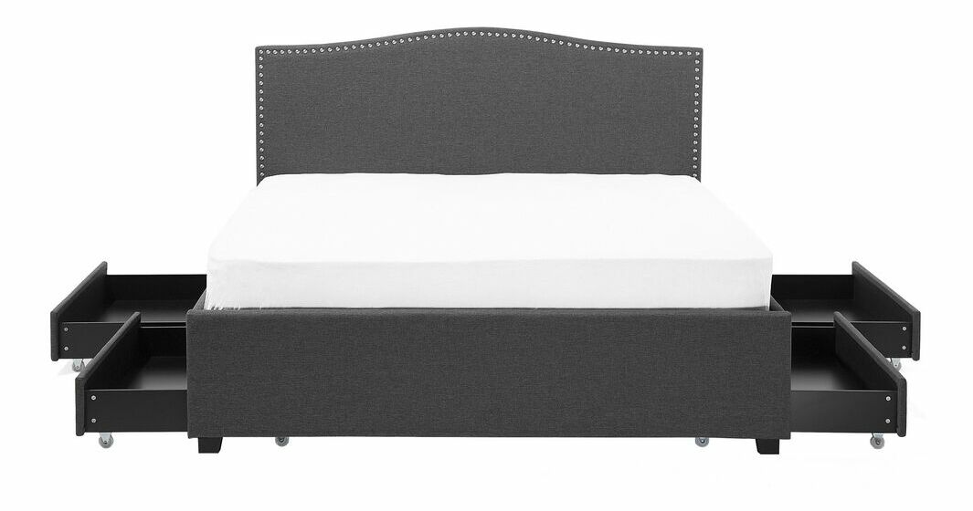 Bračni krevet 160 cm MONTHY (s podnicom, prostorom za odlaganje i LED rasvjetom) (siva)