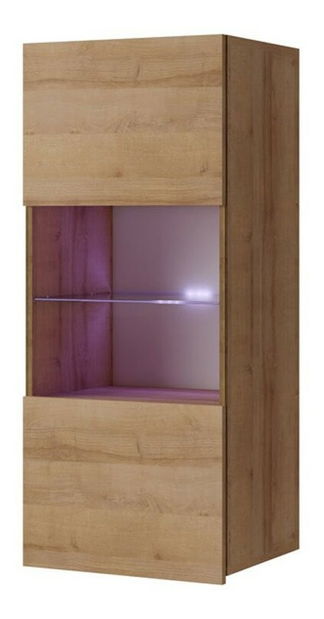 Vitrină de perete Brolani BR11 (stejar auriu) (cu iluminat LED albastru)