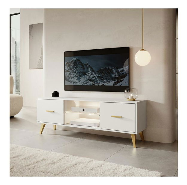 TV skrinka/stolík Savoi I (s osvetlením) (biela)