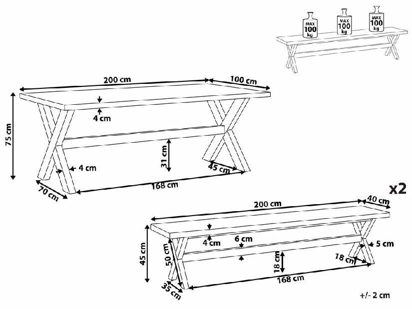 Set mobilier de grădină Olga (alb)