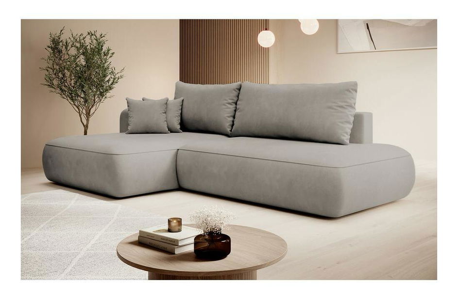 Kutna garnitura Fergie (L) (sivo-bež + crna)