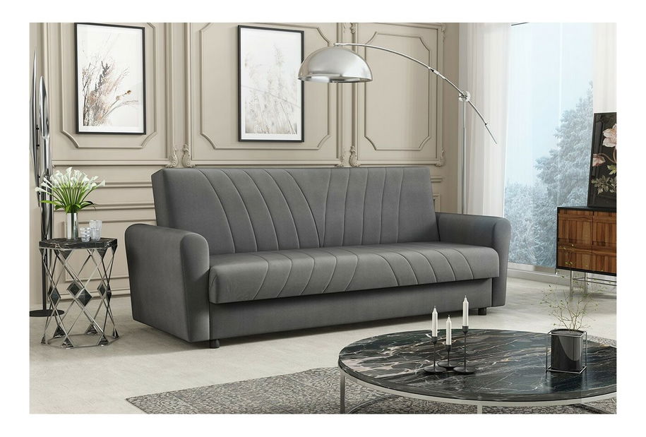Sofa na razvlačenje Bamaku (siva) (s prostorom za odlaganje)
