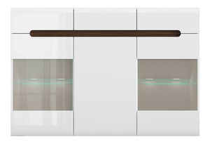 Vitrină Azteca Trio KOM2W1D3S/10/15 (alb + alb lucios) (cu iluminat)