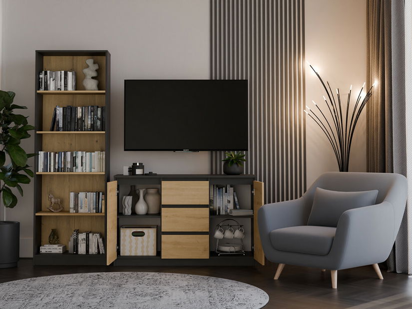 Comodă Musecalo 11 (antracit + stejar artisan)